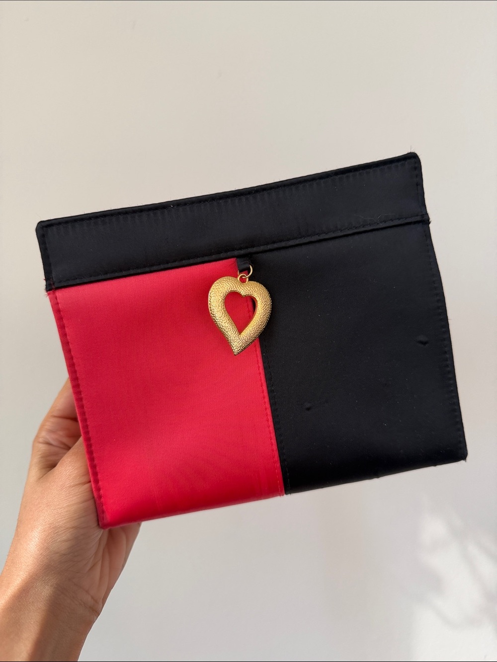 YSL Yves Saint Laurent Black and Red Cosmetic Pouch